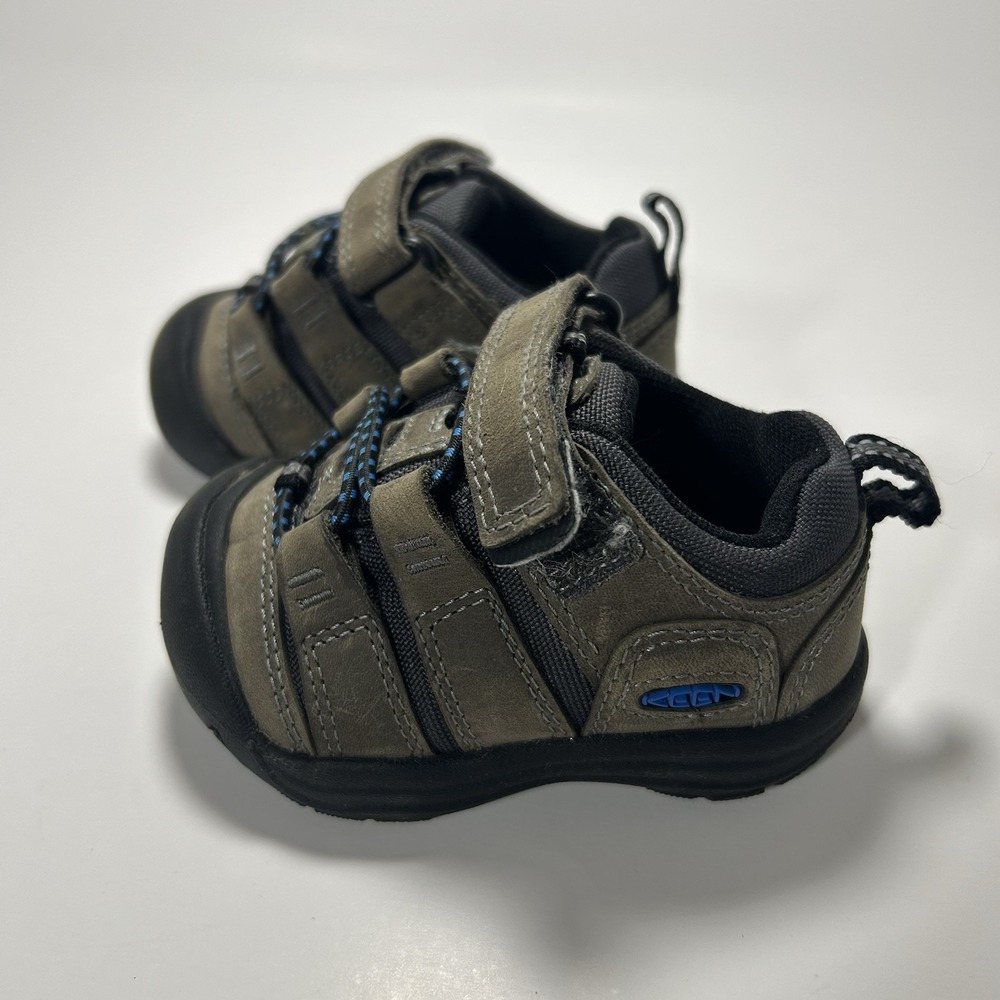 KEEN Newport Shoe Infant 4 Brown Leather Hiking Shoes Kids Hook Loop